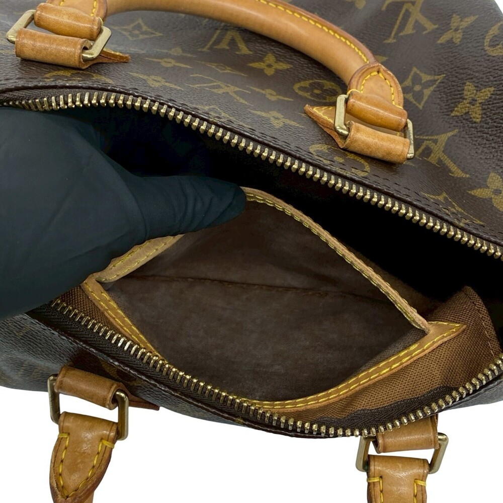 LOUIS VUITTON Vintage Brown Monogram Leather Speedy 25 Boston Bag - Picture 10 of 10